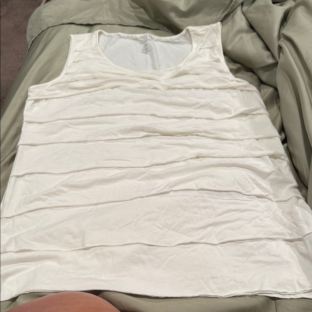 George Sleeveless White Layered stretch Top-LG